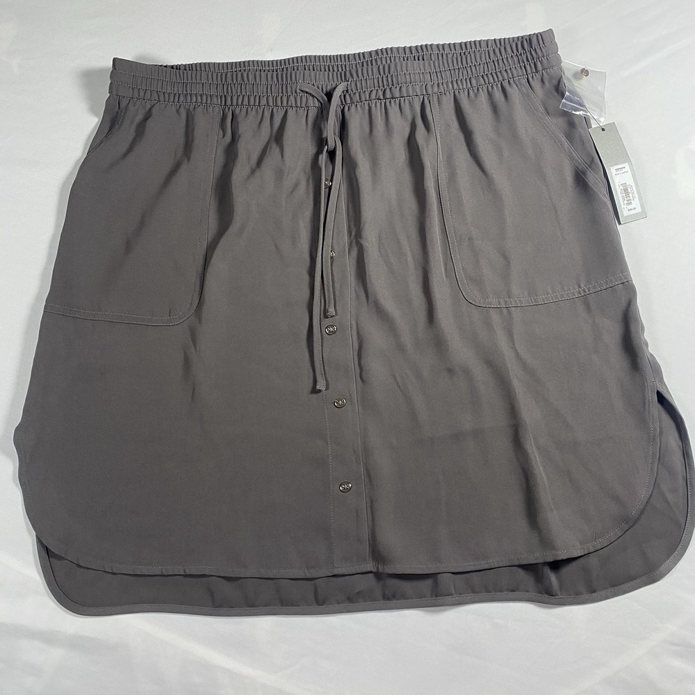 Apt 9 Women's Gray Elastic Waistband Utility Twill High/Low Hem Skirt Size XL